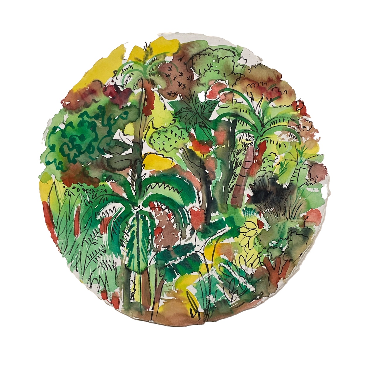 Jungle Circle — Biophilia & Art circular jungle painting — Biophilia & Art